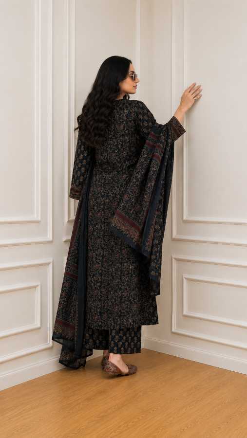 Women’s Cotton Printed Kurta Set with Palazzo Pants  Back